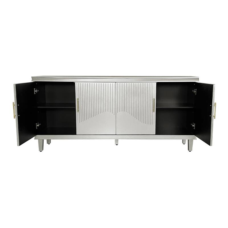 Large Storage Cabinet TV Cabinet with Adjustable Shelves, Champagne Sideboard Console Table with Double Storage Compartments