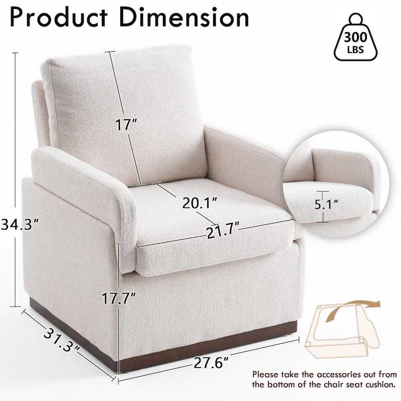 Accent Chair, Oversized Armchair, Modern Comfy Reading Chair