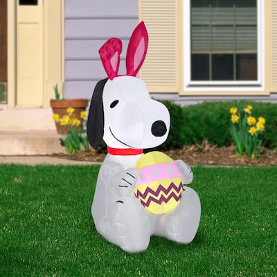 Gemmy Airblown Inflatable Snoopy w/Bunny Ears, 3.5 ft Tall