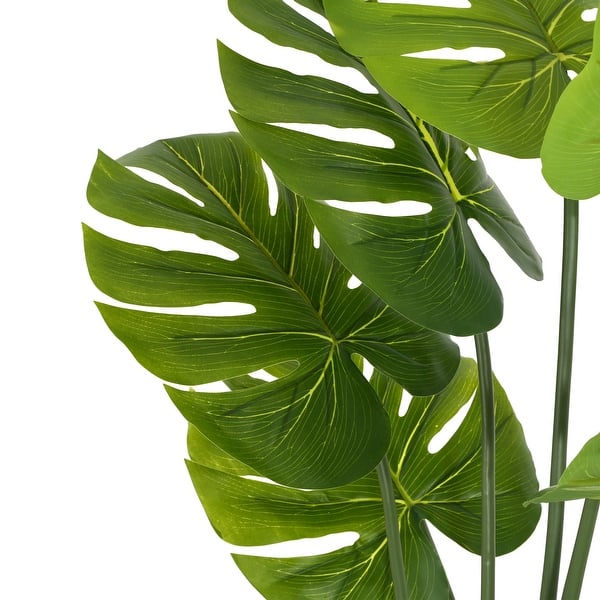 Roomfitters 57" Artificial Monstera Deliciosa Plant with Black Plastic Pot, Realistic Tropical Faux Tree for Indoor Home Decor - Green
