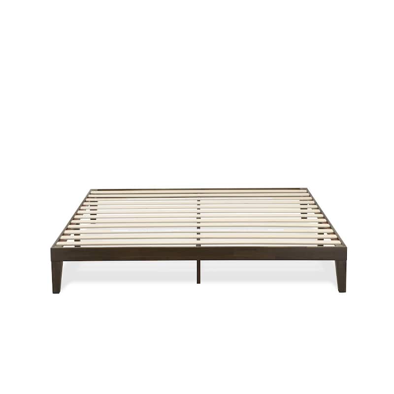 King Size Platform Bed - Modern Wood Bed Frame with Solid Wood Legs - Walnut Finish Bedroom Furniture
