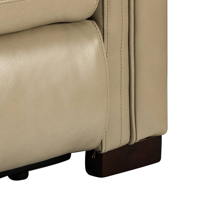 Alicia 34.65" Wide Contemporary Classic Genuine Leather Power Recliner With USB Port