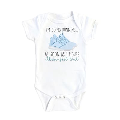 Running - Baby Boy Girl Clothes Infant Bodysuit Funny Cute Newborn 1C
