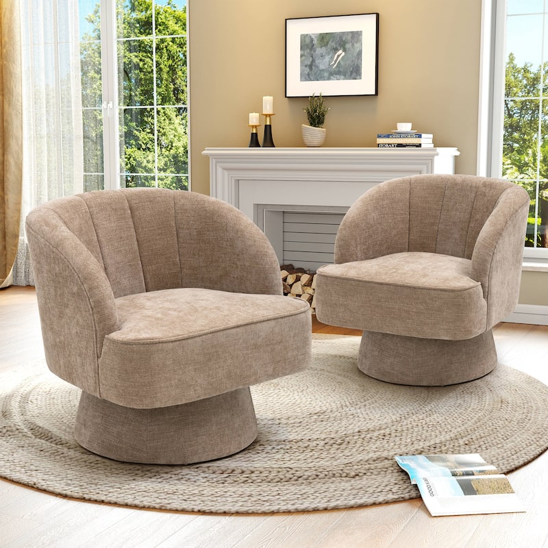 Pellebant Swivel Accent Chair Armchair Sofa for Living Room Bedroom - Beige - 2PC
