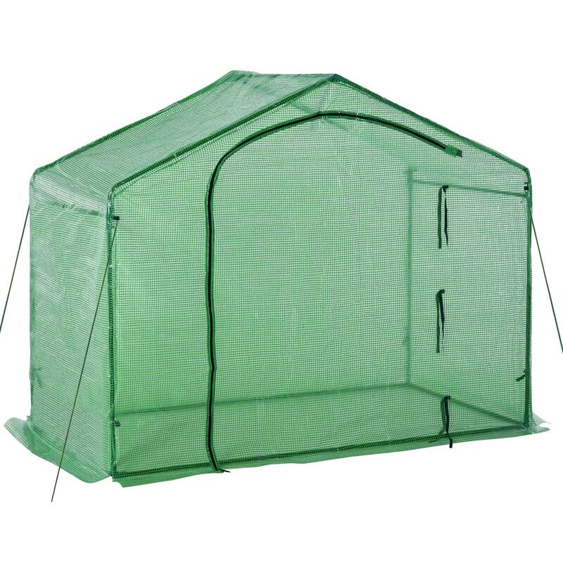 Outsunny 6' x 3.5' x 5' Outdoor Portable Walk-In Greenhouse with PVC Cover & a Modern Open Design