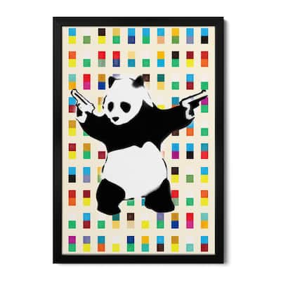 Panda with Guns Bright Dots Premium Framed Poster by Unknown Artist