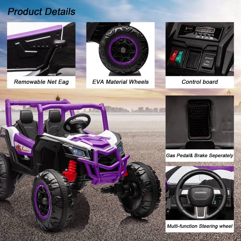 Ride on UTV Cars 2 Seater, 24V 4WD Off-Road Electric Vehicles