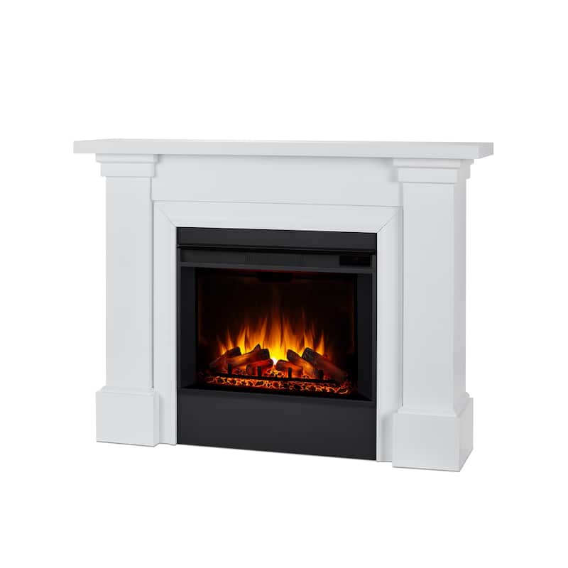 Manus 64" Grand Electric Fireplace in White by Real Flame - 64" L x 15.5" W x 47.75" H