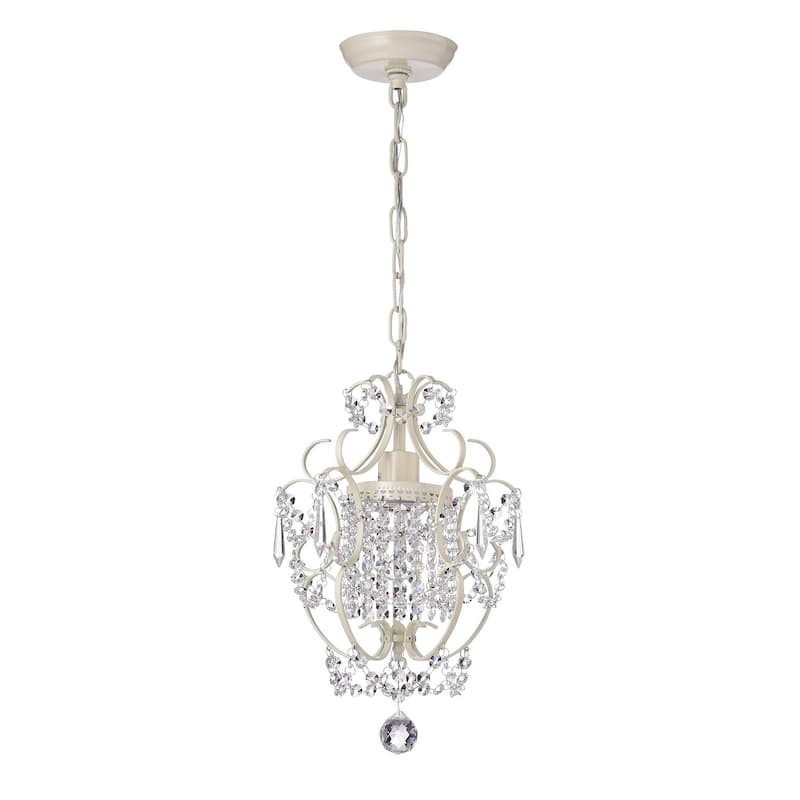 Amorette Mini Chandelier Crystal Chandeliers,1 Light Modern Elegant Glam Ceiling Light Fixture Ivory,Adjustable Hanging Lighting