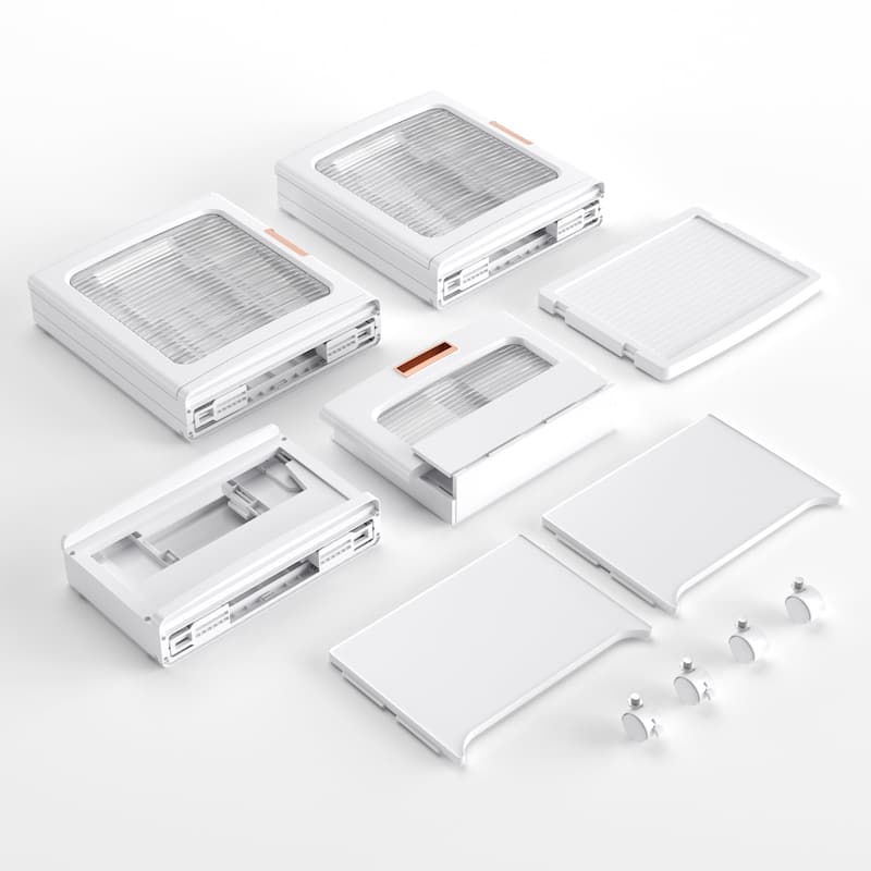 Javlergo White 5-Tier Tall Storage Cabinet with Wheels Adjustable Shelves Transparent Magnetic Doors & Drawer for Home