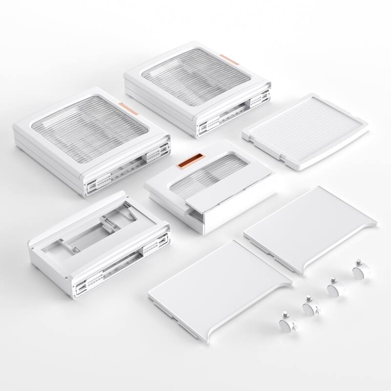 VECELO White Storage Cabinet Modular Organizer with 2 Adjustable Shelves 1 Drawer & Wheels Magnetic Transparent Doors for Closet