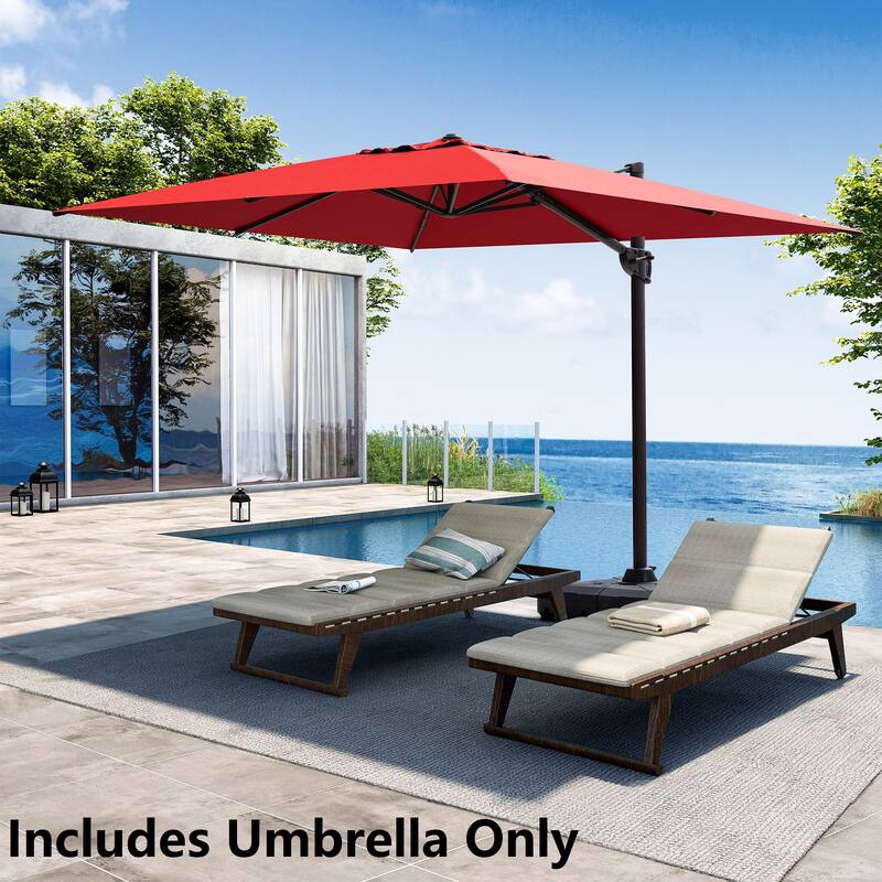 9 FT x 10.5 FT Outdoor Patio Umbrella Cantilever-Offset Umbrella with No Base - Red