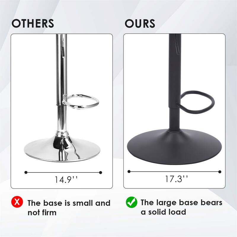 Modern PU Leather Swivel Bar Stools with Back Support (Set of 2)