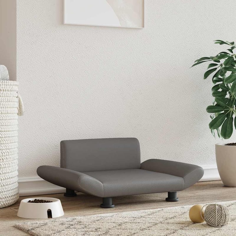 vidaXL Dog Bed Grey 70x45 x 11.0 " Faux Leather - 27.6 x 17.7 x 11.0"