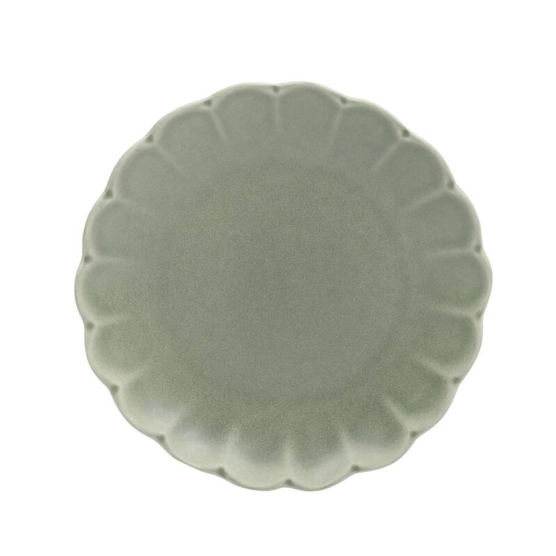 Gibson Elite Malibu Shore 16 Piece Scallop Stoneware Reactive Glaze (Service for 4) Ceramic Plates and Bowls Dinnerware Set