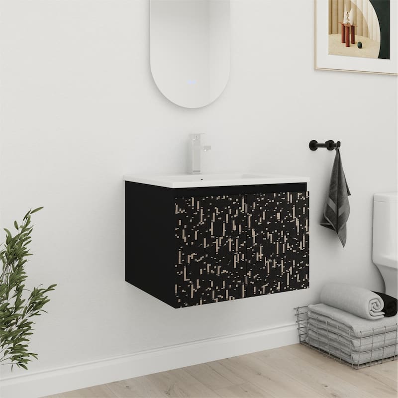 Bathroom Vanity With Sink In 24/30 Inch, Floating Bathroom Vanity with Soft Close Door
