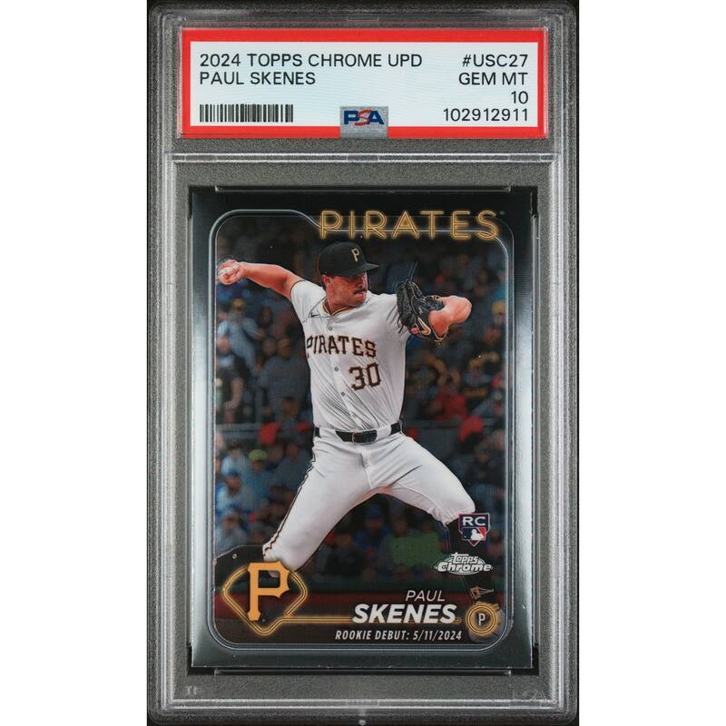 Paul Skenes 2024 Topps Chrome Update Baseball Rookie Card #USC27 Graded PSA 10 - 8' x 11'