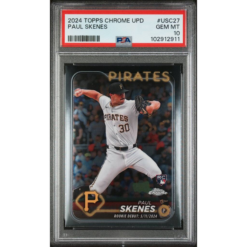 Paul Skenes 2024 Topps Chrome Update Baseball Rookie Card #USC27 Graded PSA 10 - 8' x 11'