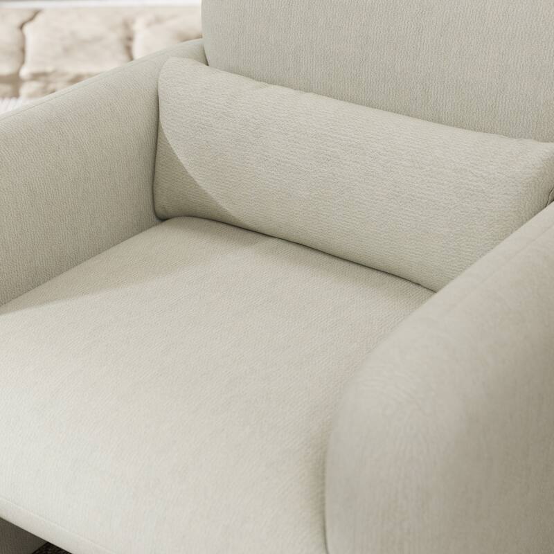Roundhill Furniture Dylan Modern Upholstered Barrel Armchair, Cream White