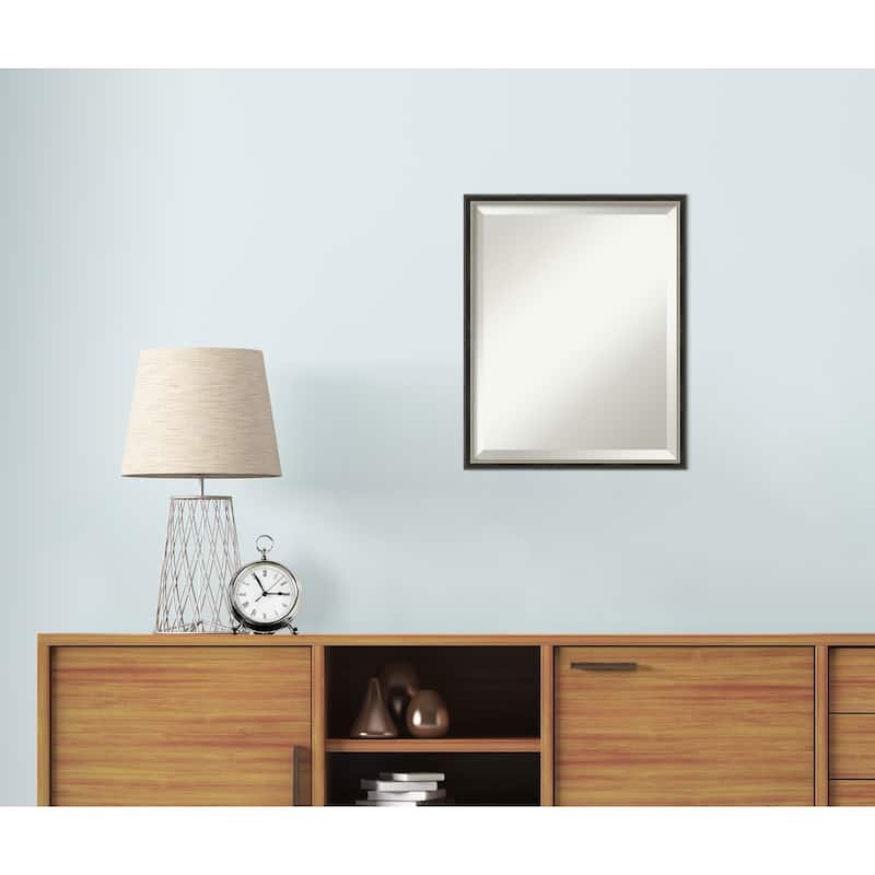 Theo Black Silver Beveled Wood Framed Wall Mirror