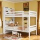 preview thumbnail 2 of 10, Bookcase Headboard Design Bunk Bed with Shelves, Convertible to 2 Beds, Twin over Twin