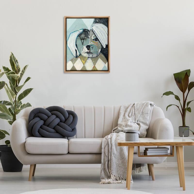 Stupell Abstract Dog Face Portrait Framed Floater Canvas Wall Art Design By Stacy Milrany