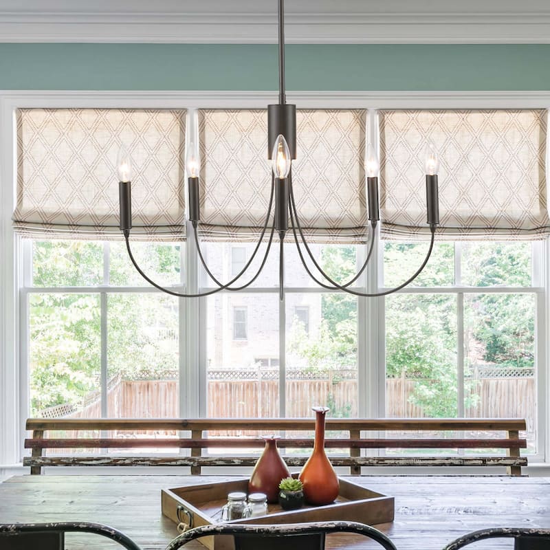 5-Light Farmhouse Round Large Candle Chandelier for Dining Room Lighting