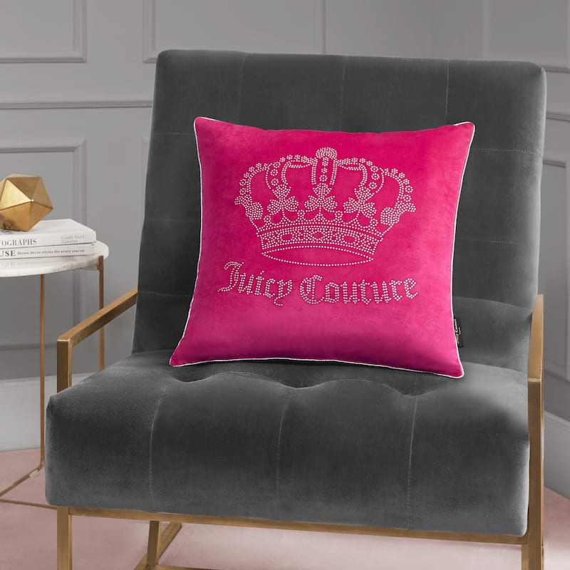 Juicy Couture Gothic Rhinestone Crown Pillow 20" x 20"