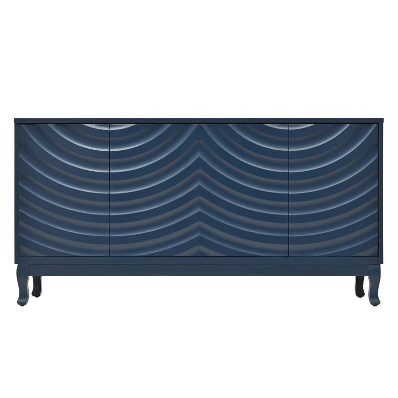 Elegant Sideboard Featuring Sophisticated Wavy Pattern Doors,Adjustable,Suitable for Study, Entryway and Living Room