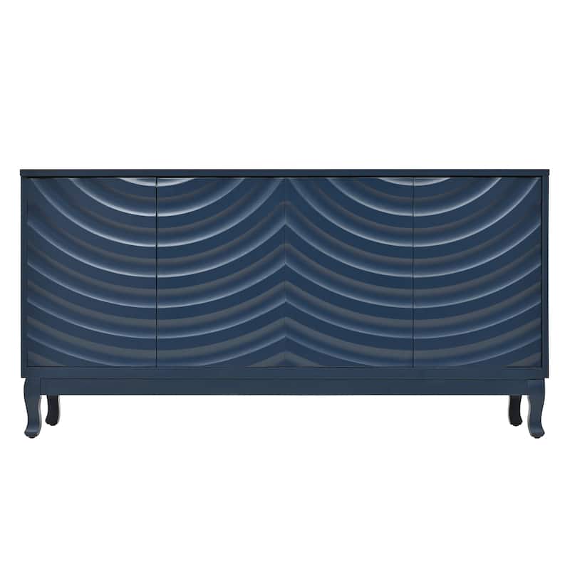 Modern Elegant Sideboard with 4 Doors, Height Adjustable, for Study, Entryway, and Living Room, Navy Blue