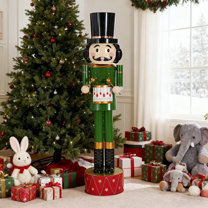 Christopher Knight Home - Jingle Classic Holiday Outdoor Iron Nutcracker Decor with Vibrant Festive Detailing