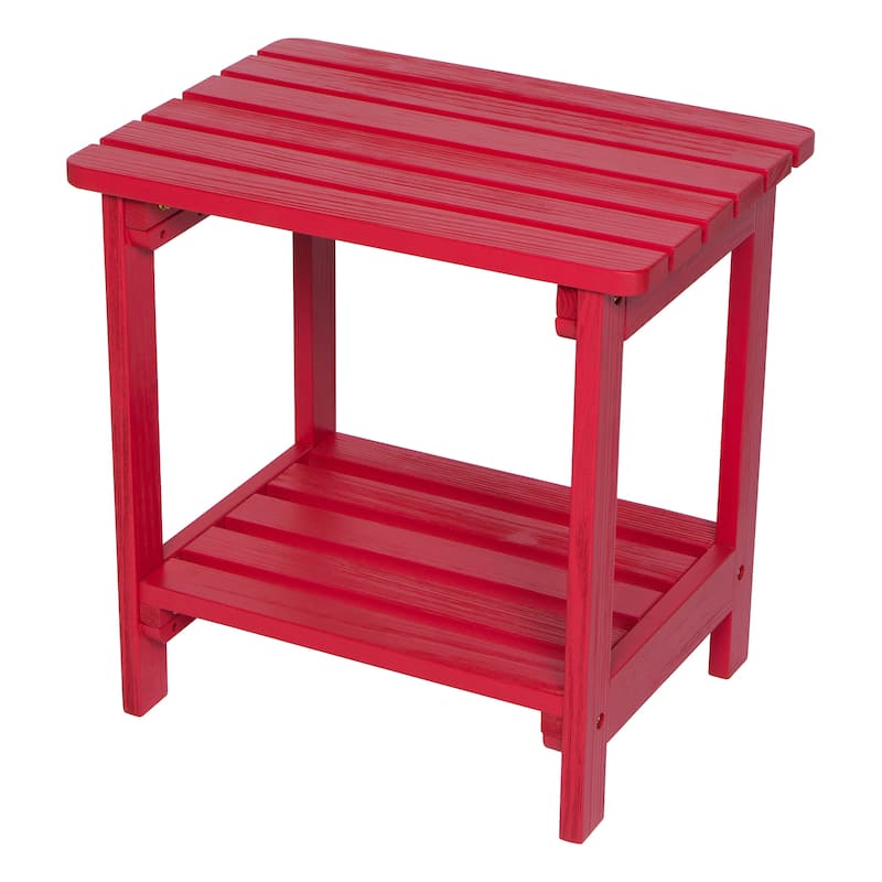 Laguna Adirondack Weather-Resistant 19.75" Wood 2 Tier Side Table by Porch & Den - Red
