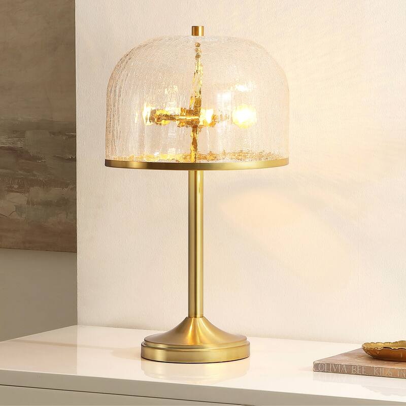 SAFAVIEH Daye 21-inch Glass & Metal Table Lamp (LED Bulb Included) - 12"W x 12"D x 21"H