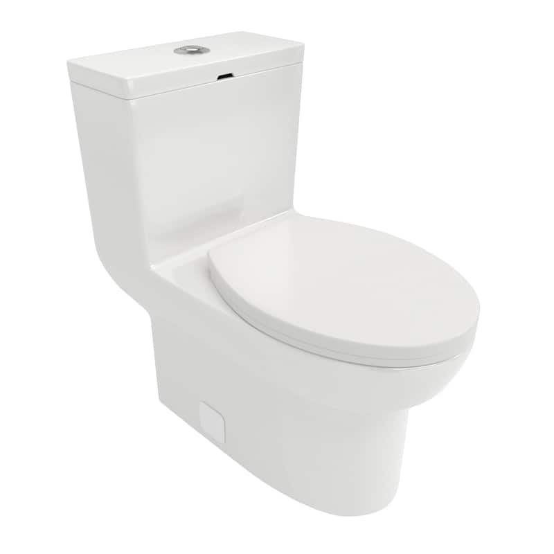1-piece 1.6 GPF Dual Flush Elongated Toilet in White Seat Included - 30" x 16" x 29"