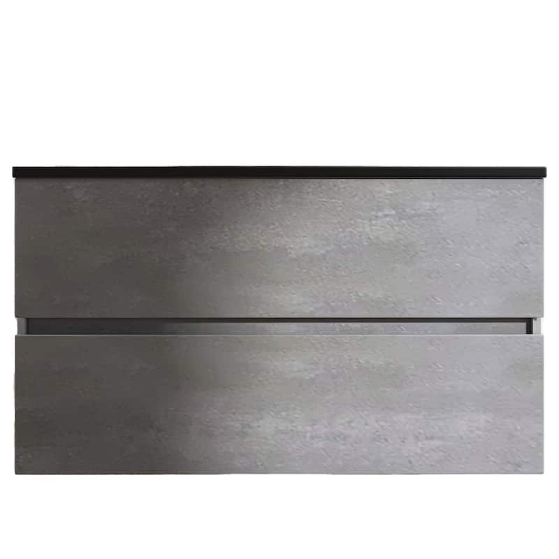 Bathroom Vanity in Cement Grey with Integrated Quartz Sand Top