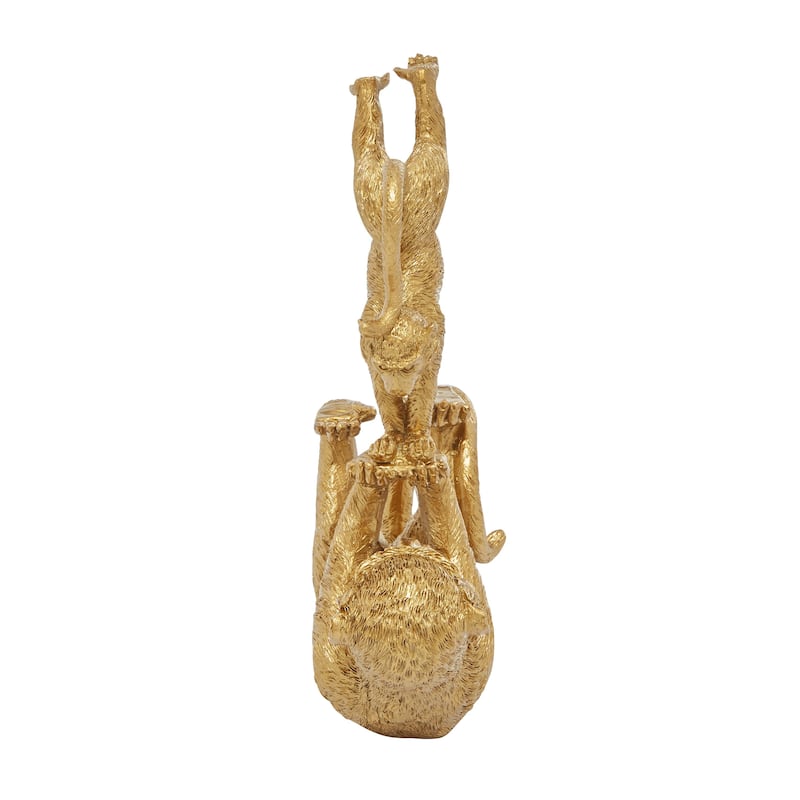 Polystone Monkey Decorative Sculpture - Gold - Roche River Decor