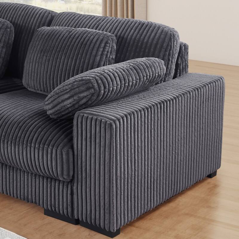 Nadine 155.5"W Corduroy Modular Corner Sectional Sofa with Left-Facing Chaise