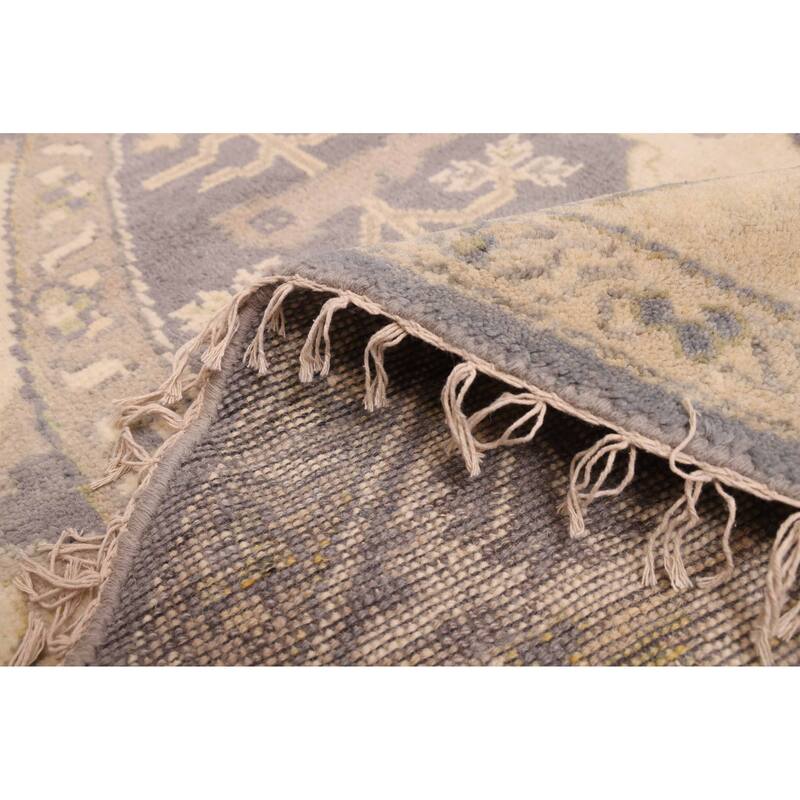 ECARPETGALLERY Hand-knotted Royal Oushak Dark Grey Wool Rug - 7'9 x 7'9