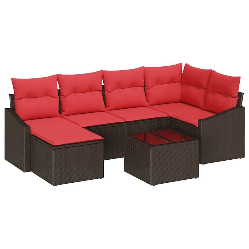 vidaXL 7 Piece Garden Sofa Set with Cushions - 91.9×48.6×46.1