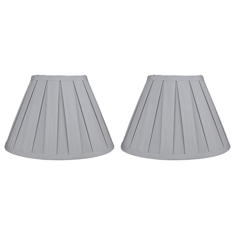 Empire Box Pleat Lamp Shade, 5" Top, 10" Bottom, 7" Slant - Set of 2 - Light Gray