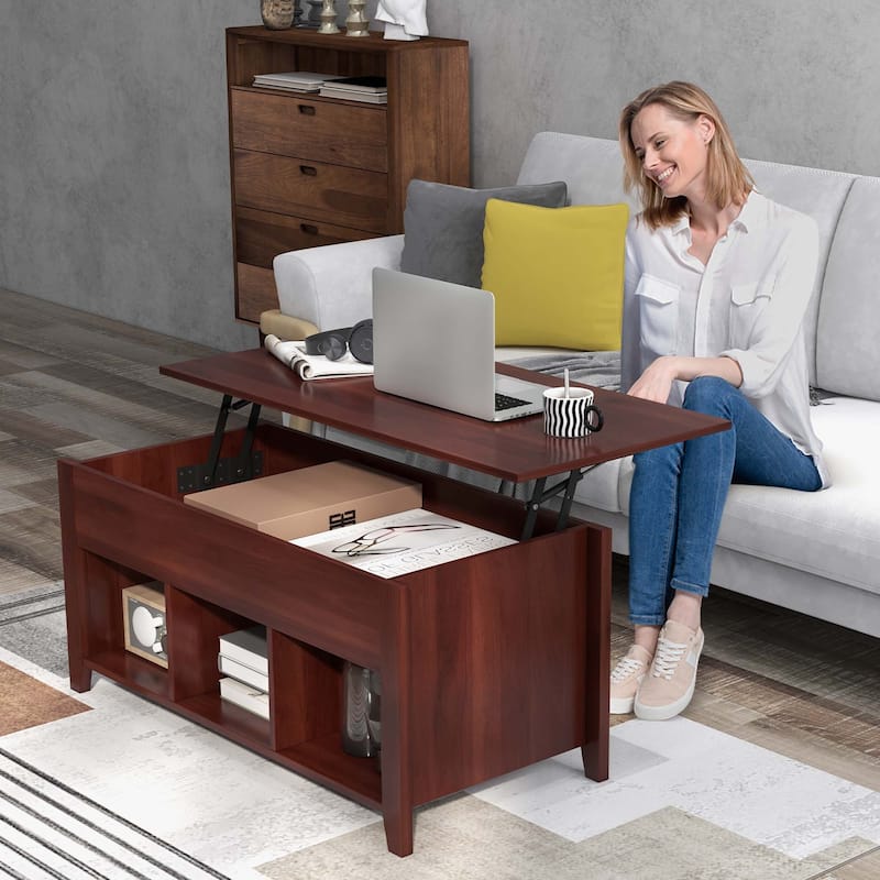 Costway Lift Top Coffee Table w/ Hidden Compartment and Storage