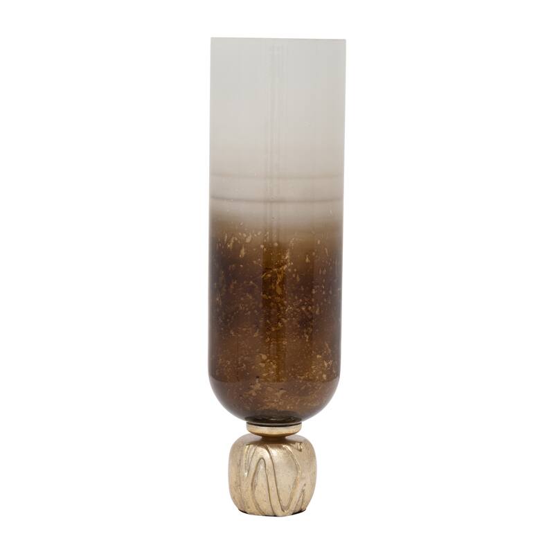 Sagebrook Home Ivory/Gold Cylinder Ombre Glass Candleholder