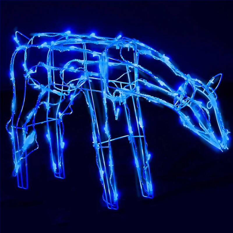 Outdoor 299 LED Lit Christmas Reindeer Family 3pc Set, Blue, Steel - Blue
