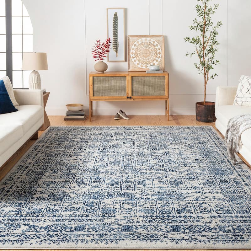 Livabliss Henson Vintage Traditional Area Rug - Blue - 7'10" x 10'