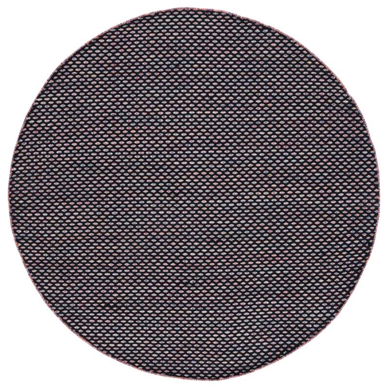 SAFAVIEH Handmade Montauk Wakely Casual Rug - 6' Round - Black/Ivory
