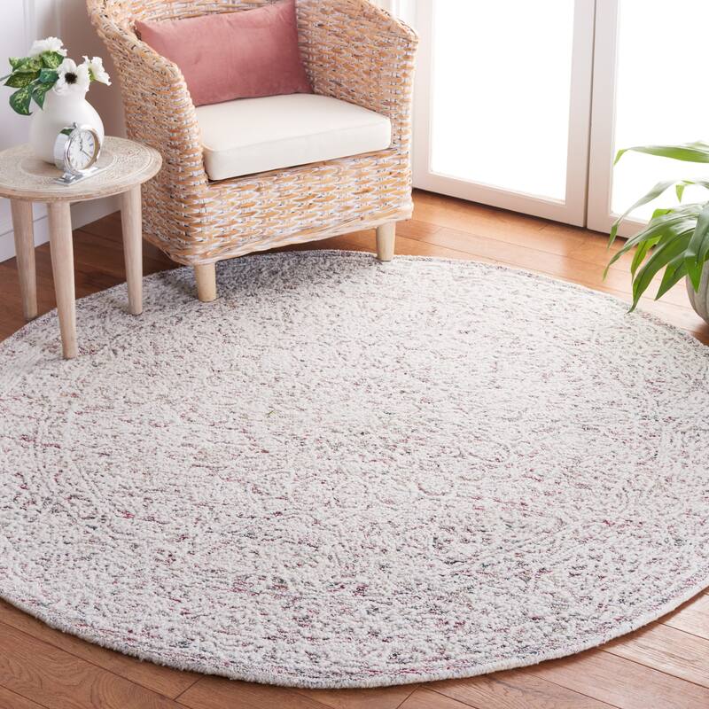 SAFAVIEH Handmade Metro Rutt French Country Wool Rug - 6' Round - Ivory/Red