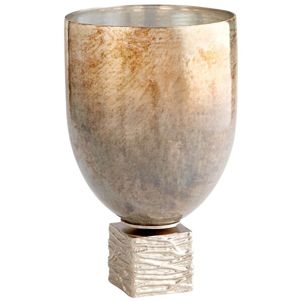 Cyan Design 09770 Tassilo 9" Diameter Aluminum, Glass Vase - Nickel / Ocean