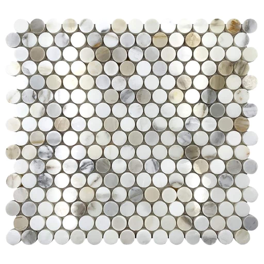 Apollo tile 12 x 12 Marmor Polished White Calacatta Gold Marble Tile (5 sq ft/case) - 5 Pack