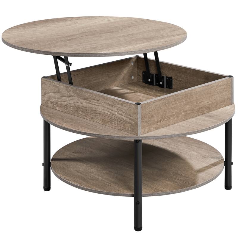 Yaheetech Round Lift Top Coffee Table with Hidden Compartment & Storage Shelf