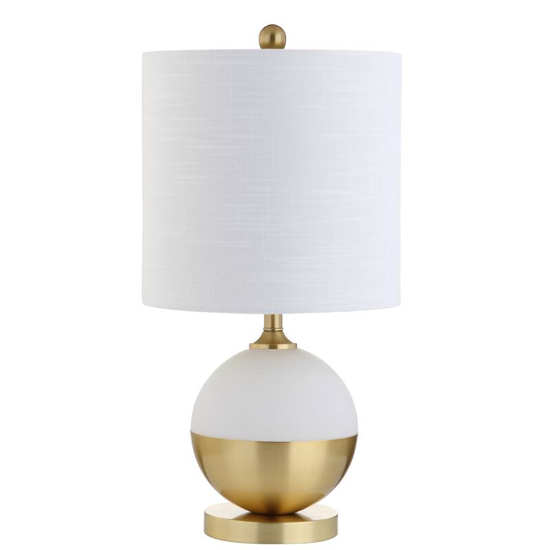 Estelle 23.5" Ceramic/Metal LED Table Lamp, White/Brass by JONATHAN Y